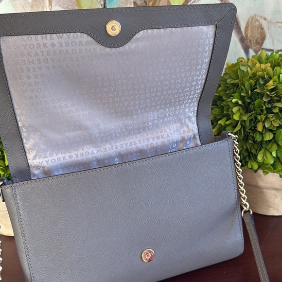 KATE SPADE♠️New York "Alek" TIDEN PLACE🩶CLIFF GREY🩶SAFFIANO LEATHER BAG🌟EUC🌟 - Picture 12 of 17